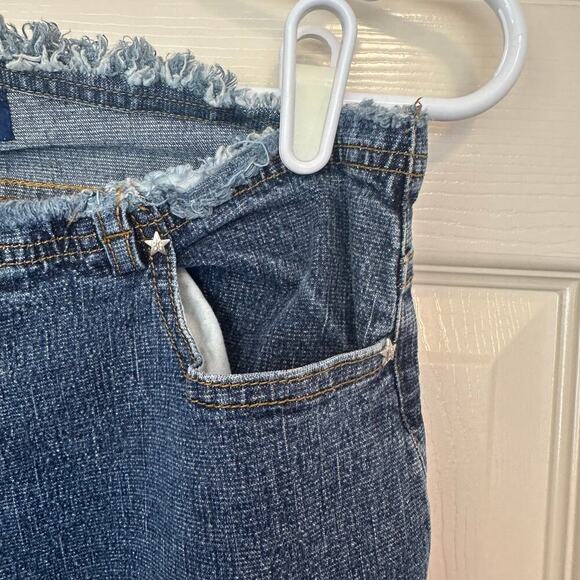 Bubblegum USA Y2K Wide Leg Flare Low Rise Frayed Jeans Size 7/8 Embroidered - Picture 9 of 10